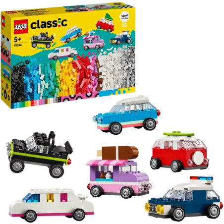 LEGO Classic Set-Box mit fünf bunten baubaren Autos und einem pinken Eiswagen vorne.
