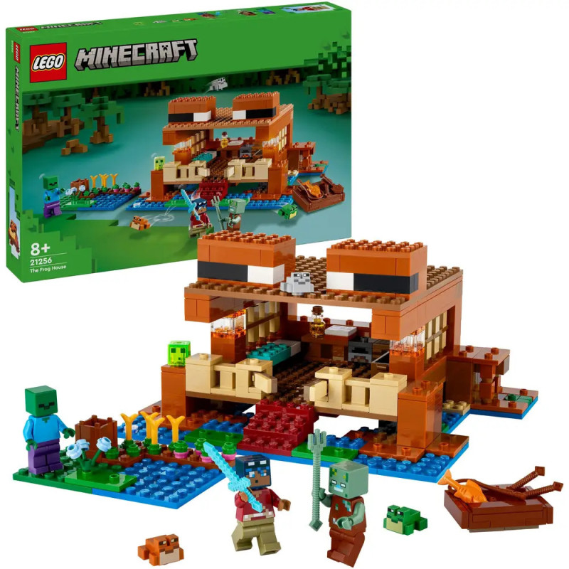 LEGO Minecraft Fuchs-Lodge-Set mit Figuren, Tieren und Zubehör Verpackung im Hintergrund.