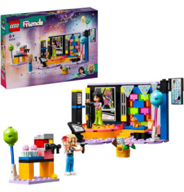 LEGO Friends TV-Studio-Set mit bunter Bühne, zwei Minifiguren, Kamera und Zubehör.