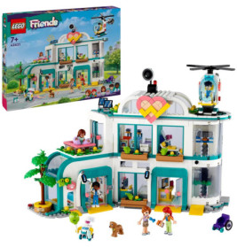 LEGO Friends Krankenhaus-Spielset mit Figuren, Hubschraubern, Zubehör und zweistöckigem Gebäude, Box abgebildet.