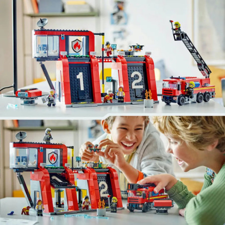 60414 Feuerwehrstation mit Drehleiterfahrzeug