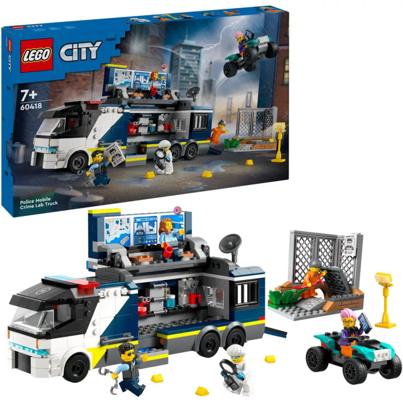 LEGO City Polizei Mobile Crime Lab Truck Set mit Minifiguren, Truck, ATV und Zubehör für den Tatort. LEGO City Polizei Mobile Crime Lab Truck Set mit Minifiguren, Truck, ATV und Zubehör für den Tatort.