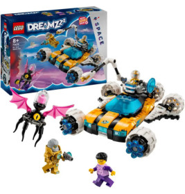 LEGO Dreamzzz Raumfahrt-Set mit Box, Raumschiff, drei Minifiguren und einer fledermausähnlichen Kreatur.