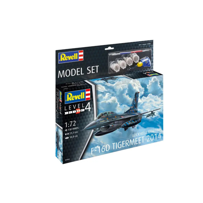 Revell Level 4 Modellset F-16D Tigermeet 2014, Maßstab 1:72, mit Farben und Werkzeugen.