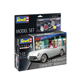 Revell Modellset 1:24, ʼ53 Chevrolet Corvette Roadster, inklusive Farben und Pinsel.