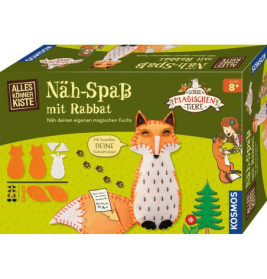 Nähset-Box mit Filz-Fuchs, deutschen Texten und Illustrationen, geeignet für Kinder ab 8 Jahren.