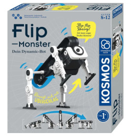 Flip Monster Roboter-Bausatz für 8-12-Jährige, mit schwarz-weißem Roboter auf der Verpackung abgebildet.