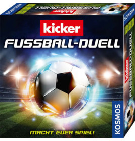 Spieleschachtel mit Fußball, Titel Kicker Fußball-Duell und Kosmos-Logo.
