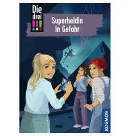 Drei verängstigte Mädchen in einer dunklen Höhle, eines fotografiert eine schattenhafte Gestalt erscheint darüber.