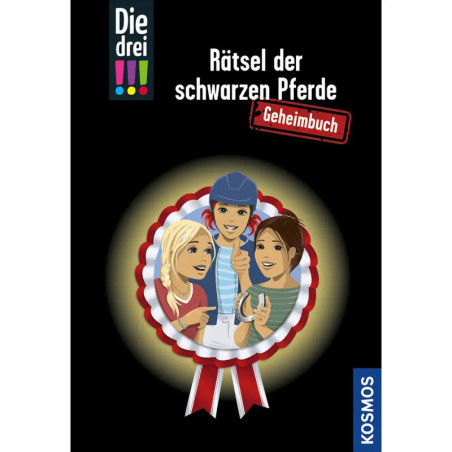 Buchcover mit drei lachenden Kindern im Schleifenrahmen, deutscher Schrift und schwarzem Hintergrund.