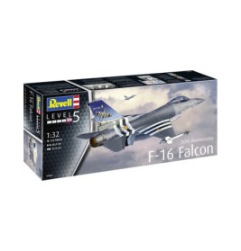 Revell Level 5 1:32 F-16 Falcon Modellbausatz mit Jet-Abbildung und 50th Anniversary-Aufdruck auf der Box.