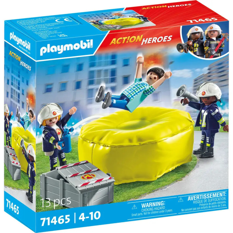 Playmobil Action Heroes Set mit Feuerwehr, Sprungkissen, Figur federt, 13 Teile. Ab 4 Jahren.