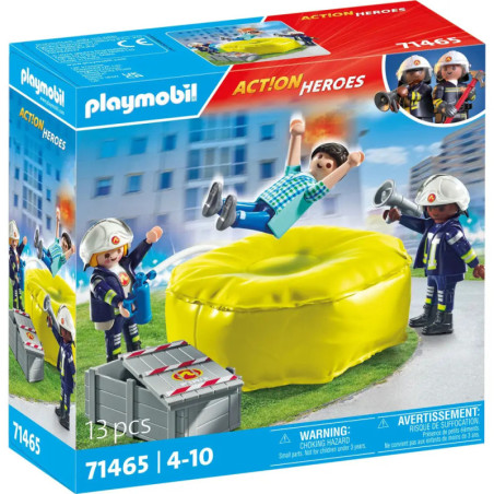 Playmobil Action Heroes Set mit Feuerwehr, Sprungkissen, Figur federt, 13 Teile. Ab 4 Jahren.