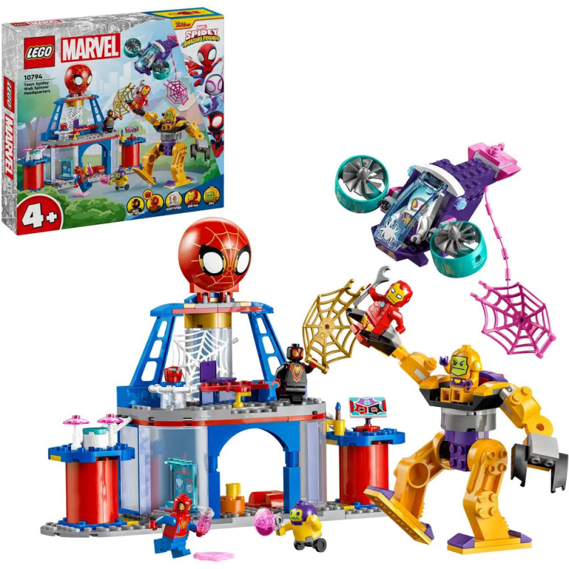 LEGO Marvel Spidey Set mit Spider-Man, Iron Man, Thanos und Zubehör Verpackung in der Ecke sichtbar. LEGO Marvel Spidey Set mit Spider-Man, Iron Man, Thanos und Zubehör Verpackung in der Ecke sichtbar.