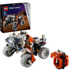 LEGO Technic Mars Rover mit großen Rädern, Cockpit und Verpackung im Hintergrund.