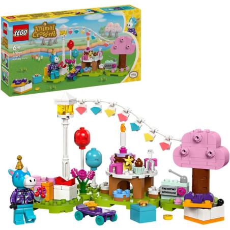 LEGO Animal Crossing Geburtstagsparty-Set mit bunten Figuren, Bäumen, Deko und Zubehör ist ausgestellt. LEGO Animal Crossing Geburtstagsparty-Set mit bunten Figuren, Bäumen, Deko und Zubehör ist ausgestellt.