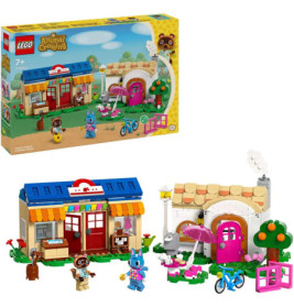 LEGO Animal Crossing Set mit zwei bunten Häusern, Minifiguren, Zubehör und Verpackung.