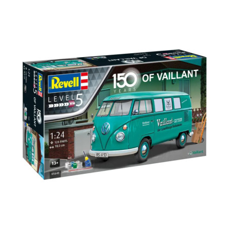 Revell Bausatz: Grüner Vaillant VW Bus, 150 Jahre Vaillant, Maßstab 1:24, Schwierigkeitsgrad 5.