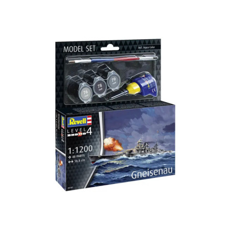 Revell Gneisenau Modellset, Maßstab 1:1200, Level 4, inklusive Farben, Kleber und Pinsel.
