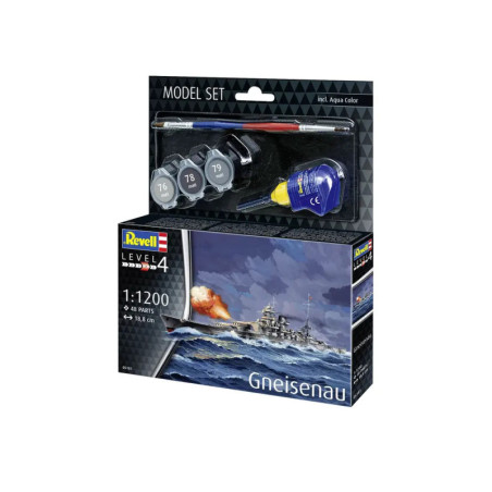 Model Set Battleship Gneisenau, Revell Modellbausatz mit Basiszubehör