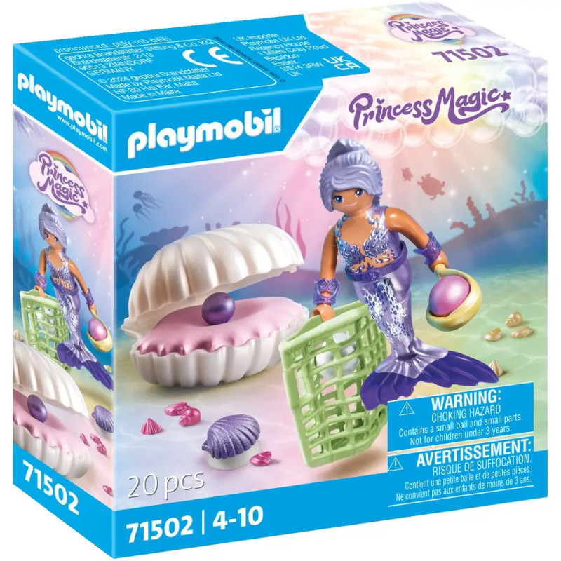 Playmobil Princess Magic Set mit Meerjungfrau, Muschel und ozeanischen Accessoires in der Verpackung.