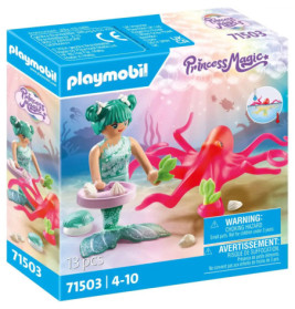 Playmobil Princess Magic Set mit Meerjungfrau, pinkem Oktopus, 13 Teile, geeignet für Kinder von 4-10 Jahren.