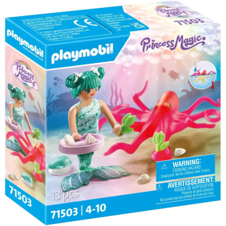 Playmobil Princess Magic Set mit Meerjungfrau, pinkem Oktopus, 13 Teile, geeignet für Kinder von 4-10 Jahren.