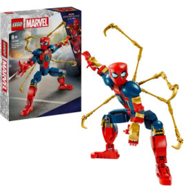 LEGO Marvel Spider-Man Figur mit goldenen Spinnenbeinen steht neben ihrer Verpackung mit demselben Motiv.
