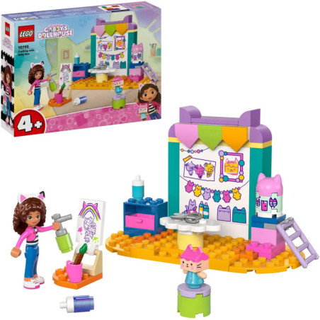 LEGO Gabbys Dollhouse Set mit Minifigur, Kunstzubehör, Staffelei und farbenfrohem Hintergrund. LEGO Gabbys Dollhouse Set mit Minifigur, Kunstzubehör, Staffelei und farbenfrohem Hintergrund.
