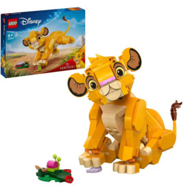 LEGO Disney König der Löwen Simba Set mit Box, Simba-Figur und kleinem grünen Insekt als baubares Element vorne.