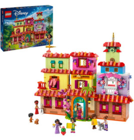 LEGO Disney Encanto Set mit buntem Haus, Figuren und passender Verpackung im gleichen farbenfrohen Design.
