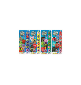 Vier bunte FREAK Shake Spielball-Packs, jeweils mit verschiedenen Charaktergesichtern und auffälligen Designs.