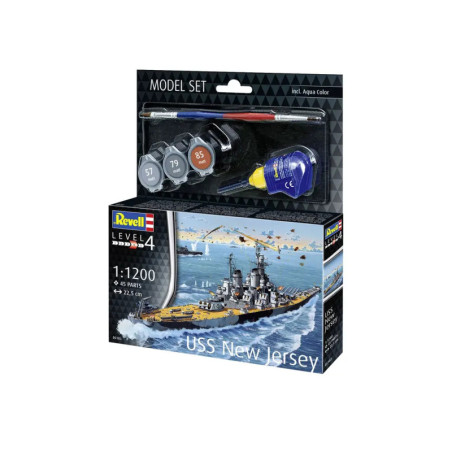 Model Set Battleship USS New Jersey, Revell Modellbausatz mit Basiszubehör