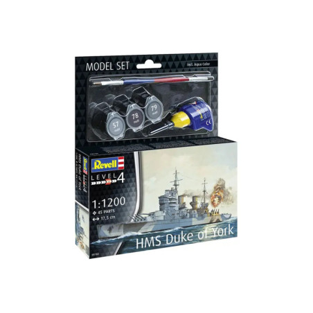 Revell Modellbausatz HMS Duke of York, inklusive Farben, Kleber und Pinsel im Set.