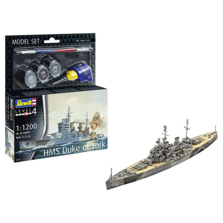 Model Set Battleship HMS Duke of York, Revell Modellbausatz mit Basiszubehör Model Set Battleship HMS Duke of York, Revell Modellbausatz mit Basiszubehör