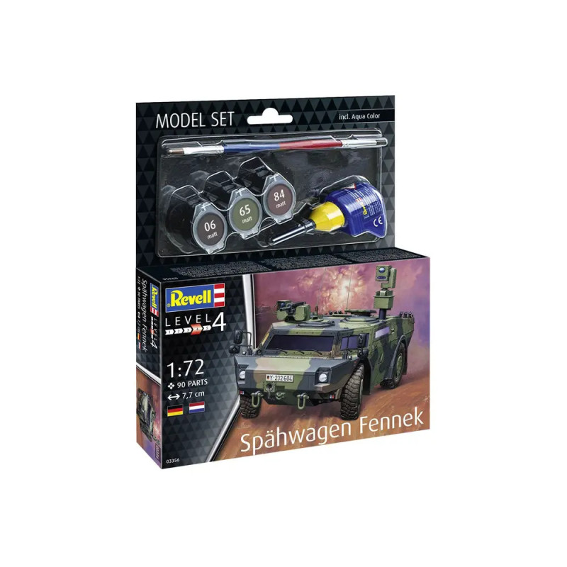 Revell Spähwagen Fennek Modellset, Maßstab 1:72, 7,7 cm, incl. Farben, Pinsel, Kleber, Schwierigkeitsgrad 4.