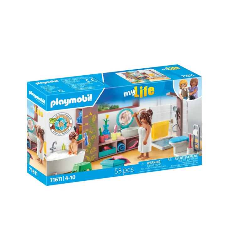 Playmobil myLife Badezimmer-Set mit Figuren und Zubehör, 55 Teile, geeignet für Kinder von 4-10 Jahren.