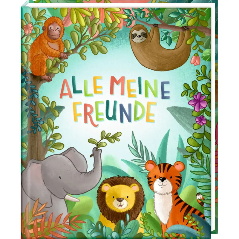 Coppenrath Freundebuch "Wilde Tiere - Alle meine Freunde" mit illustrierten Dschungeltieren auf dem Cover.