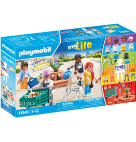 Playmobil myLife Tierarzt-Set mit Figuren, Tieren, Zubehör und einem Bausatz für eigene Spielfiguren.