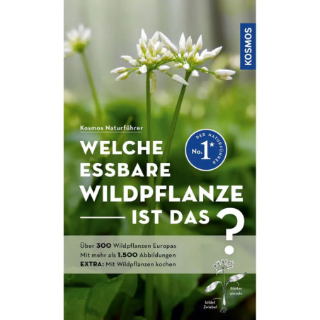 Buchcover mit Bärlauchblüten und dem Titel Welche essbare Wildpflanze ist das? in weißer Fettschrift.