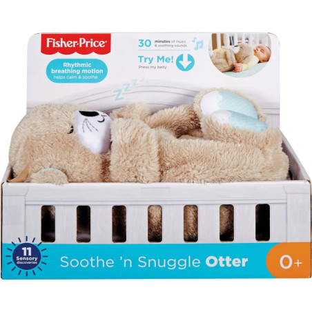 Plüschiger Fisher-Price Soothe n Snuggle Otter in Verpackung, geeignet für Babys ab 0 Monaten.