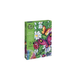 Diamond Painting-Set mit Schmetterling und Blumen auf der Box, geeignet für Kinder ab 8 Jahren.