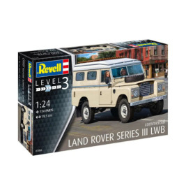 Revell-Bausatzbox für Land Rover Serie III LWB im Maßstab 1:24 mit Bild des fertigen Modells.