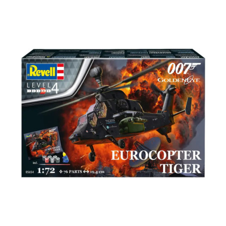 Geschenkset James Bond Eurocopter Tiger, Revell Modellbausatz mit Basiszubehör