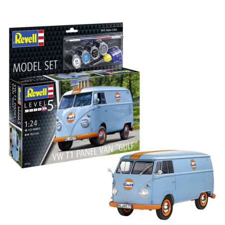 Model Set VW T1 panel van (Gulf Decoration), Revell Modellbausatz mit Basiszubehör