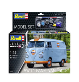 Model Set VW T1 panel van (Gulf Decoration), Revell Modellbausatz mit Basiszubehör