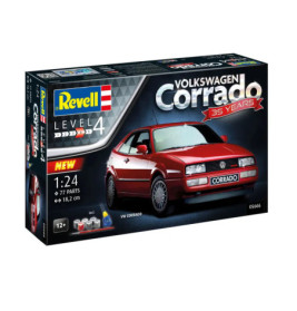 Revell Bausatz Level 4, VW Corrado 1:24, auf dem Karton rotes Auto und 35 Years-Aufdruck.