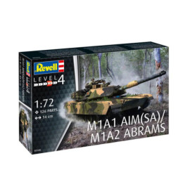 Revell Level 4 M1A1 AIM(SA)/M1A2 Abrams 1:72 Modellbausatz mit 126 Teilen, Länge 14 cm.