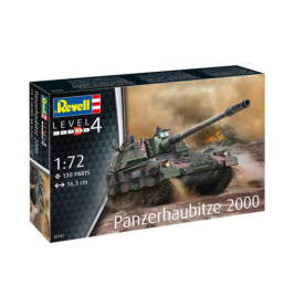 Revell Modellbausatz Panzerhaubitze 2000, Maßstab 1:72, 130 Teile, mit abgebildetem Kampfpanzer in Aktion.