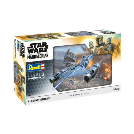 Revell Star Wars Mandalorian N-1 Starfighter Bausatz mit sichtbarem Artwork und Branding.